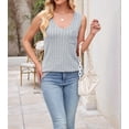 thumbnail image 4 of Camisetas Sin Mangas de Verano para Mujer, Camisetas Sin Mangas, Cuello en V, Ropa Informal Holgada, Conjuntos. Gris XL, 4 of 10