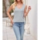 thumbnail image 4 of Camisetas Sin Mangas de Verano para Mujer, Camisetas Sin Mangas, Cuello en V, Ropa Informal Holgada, Conjuntos. Gris L, 4 of 10