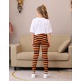 thumbnail image 6 of HDE Girl's Leggings Holiday Stretchy Full Ankle Length Stripe and Black Tights Orange and Black Stripes 4-5, 6 of 6