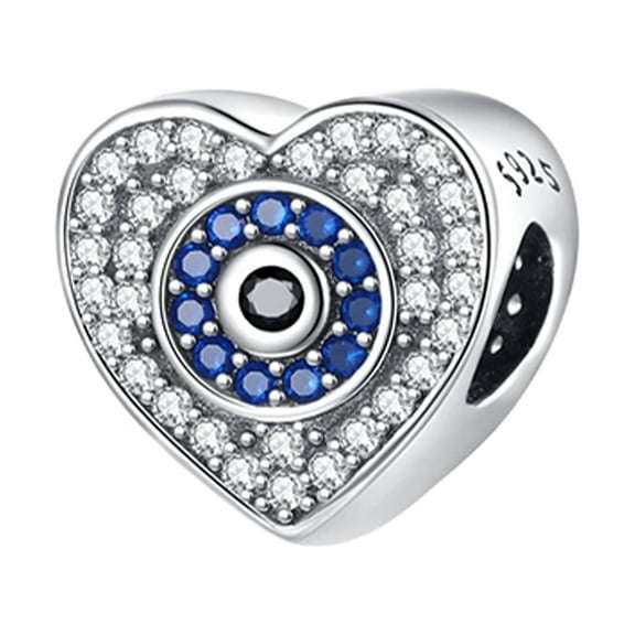 925 Sterling Silver Charm for Bracelets Guardian Evil Eye Heart Charms Women Bracelet Charm