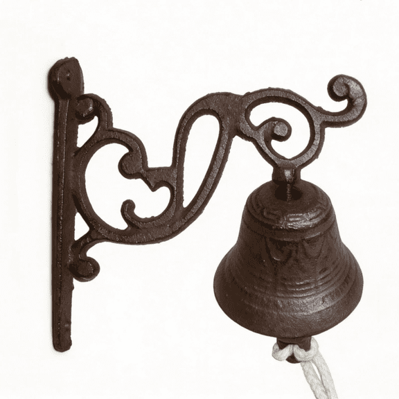 Vintage Dinner Hanging Bell, Cast Iron Door Bells, Rustic Bracket Wall Mounted Bell, Metal Decorative Outdoor & Indoor Heavy Duty Doorbell for Front Door Garden Home Farm House Decor