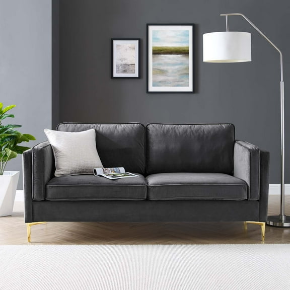 Modway Kaiya Performance Velvet Sofa in Charcoal