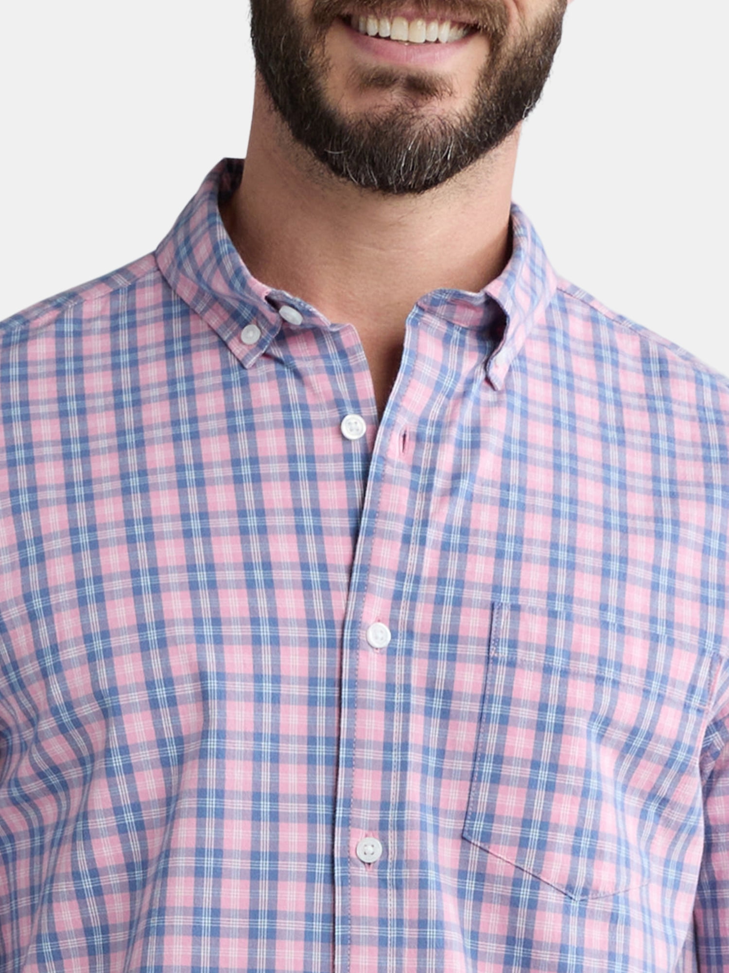 George Men's & Big Men's Classic Fit Short Sleeve Button-Up Poplin Shirt, Sizes S-3XL