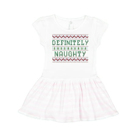 

Inktastic Ugly Sweaters Definitely Naughty Gift Toddler Girl Dress