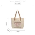 thumbnail image 4 of Beige Canvas Shoulder Bags Handbags Tote Bags Shopping Bag, 4 of 5