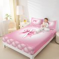 thumbnail image 4 of jejeloiu Initial Letter V Full Size Sheets,Chic Bow Knot Bed Sheets,Pink Sequin Print Sheet Sets For Girl,Breathable Bedroom Decoration,4pcs, 4 of 7