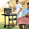 thumbnail image 6 of GVN 3-Burner Flat Top Gas Griddle Cooking Station with Ceramic Coated Cast Iron Pan, 30,000 BTU Propane Fuelled Griddle Station with Side Shelves & Spice Rack, 6 of 13