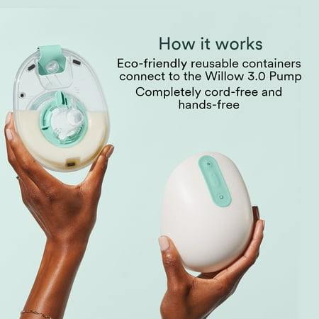 Willow 3.0 Pump Reusable Breast Milk Containers, 2-Pack | Holds up to 4 oz. per Container | for The Willow Pump for Hands-Free Pumping (Clear, 27mm) | Breastfeeding Essentials for New Moms