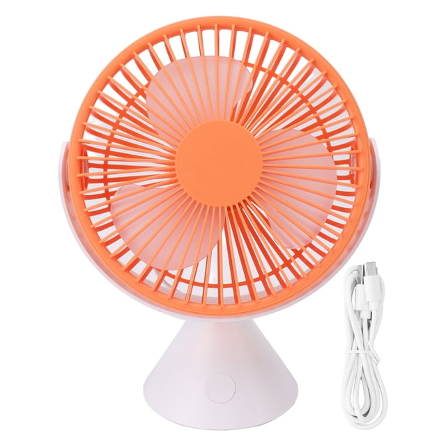 Ventilador de mesa de escritorio de 3 velocidades, soporte colgante, doble uso, USB, rotación de 360 °, tienda de campaña, ventilador de techo, 1500mAh, naranja