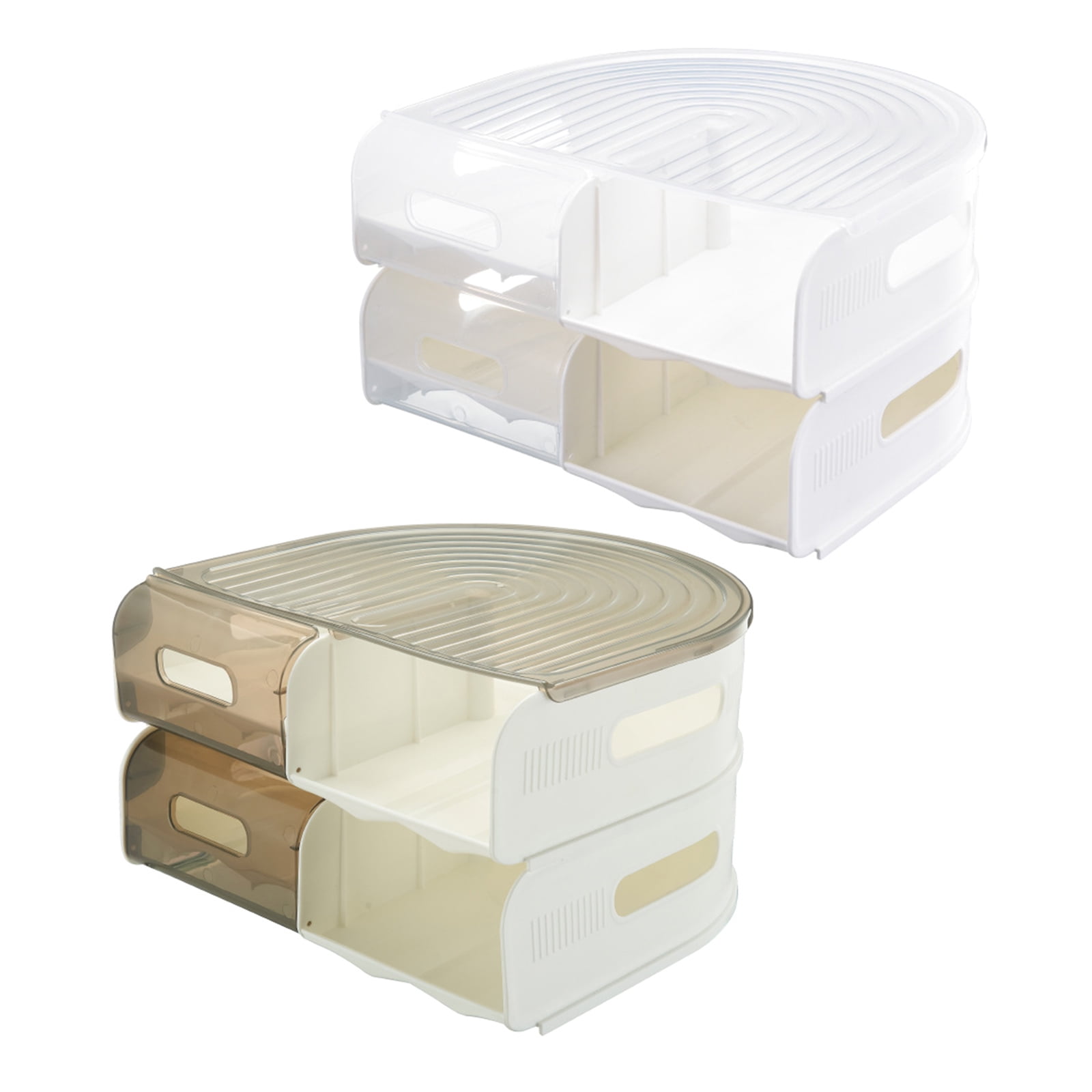 2 Layer U Shape Eggs Storage Box Roll Out Design Clear Refrigerator Organizers Safe Plastic Kitchen Tool