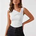 thumbnail image 4 of Admvng Tank Top for Women Asymmetrical V Neck Ruched Sleeveless Stretch Basic Knit Layering Camisole Blouse, 4 of 6