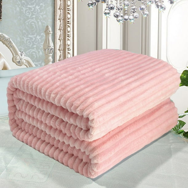 Manta Raschel de Doble Capa, Suave y Gruesa, para Cama y Sofá, 70 X 100 Cm, Poliéster, Rosa, Blanco, Gris, Caqui, Gris Oscuro, Azul y Café.