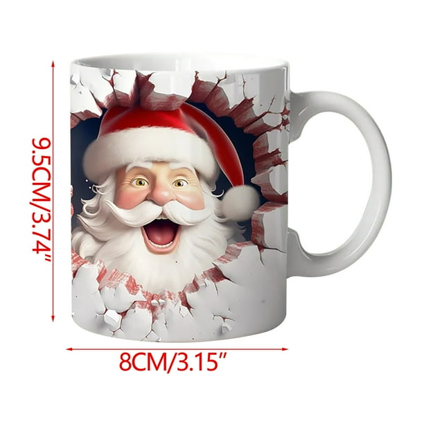 Taza navideña inflada con diseño de muñeco de nieve, taza de Papá Noel inflada de 15 oz y 11 oz.