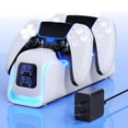 thumbnail image 1 of PS5 Controller ChargerPS5 Charging Dock for PS5 Dualsense Edge with 6 LED & RGB Breathing ModeOvercharge Protection Fast Controller Charging Station Stand Skin 5V/2A Adapter Cable, 1 of 2