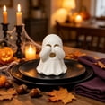 thumbnail image 6 of White Ghost LED Lighted Resin Sculptures Set, Hear See Speak No Evil Design, Cute Spooky Ornament for Halloween Tiered Tray Mantel Shelf, Festive Home Tabletop Decoration, 6 of 8