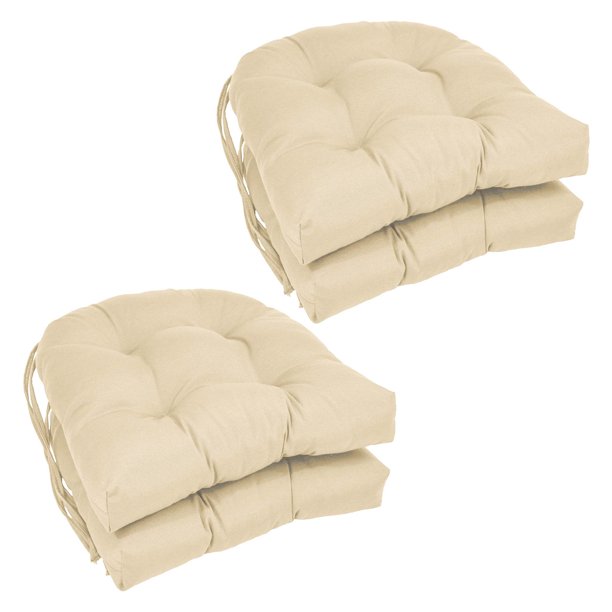 Blazing Needles U-Shape 16 x 16 in. Twill Dining Chair Cushions - Set