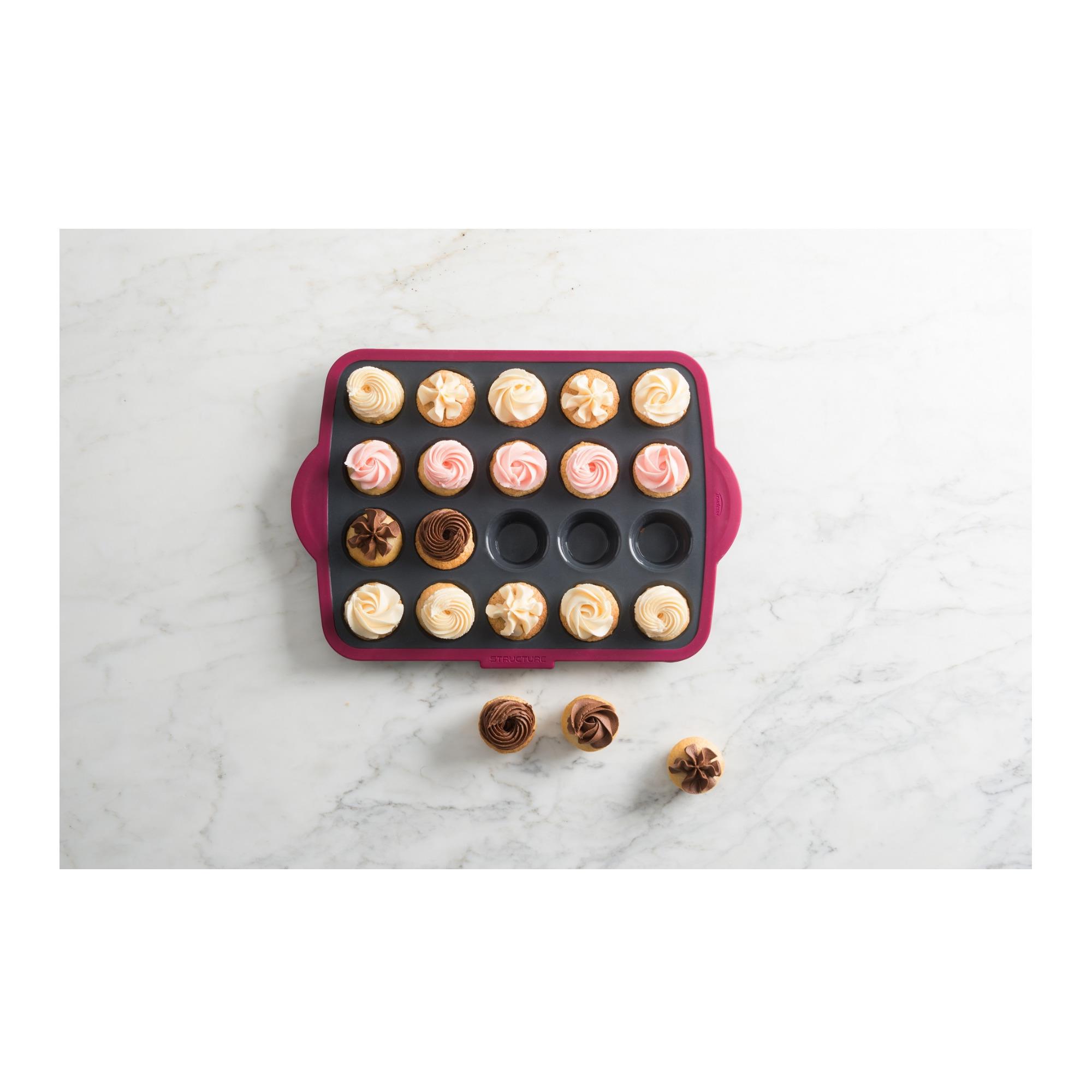 Trudeau Maison Structure Pro Mini Muffin Pan Fuchsia/Gray-20 Cavity