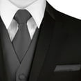 thumbnail image 3 of BEST TUXEDO Men's Formal, Prom, Wedding, Homecoming, Tuxedo Vest, Tie & Hankie Set in Charcoal Solid Satin - S, 3 of 3