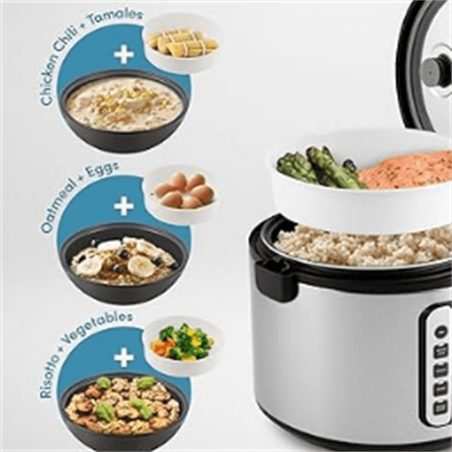 Housewares Professional 20-Cup (Cooked) / 5Qt. Digital Rice Cooker, Steamer, and Slow Cooker Pot with 10 Smart Cooking Modes, Including Sauté-then-Simmer