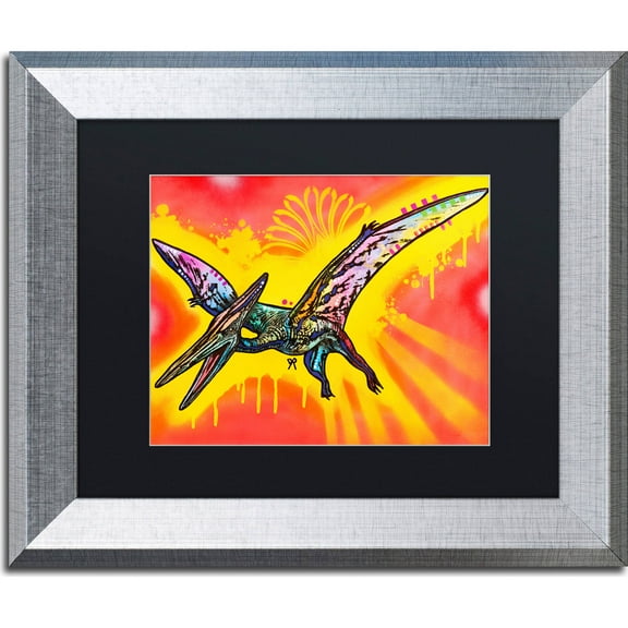 Trademark Fine Art "Pterodactyl" Canvas Art by Dean Russo, Black Matte, Silver Frame