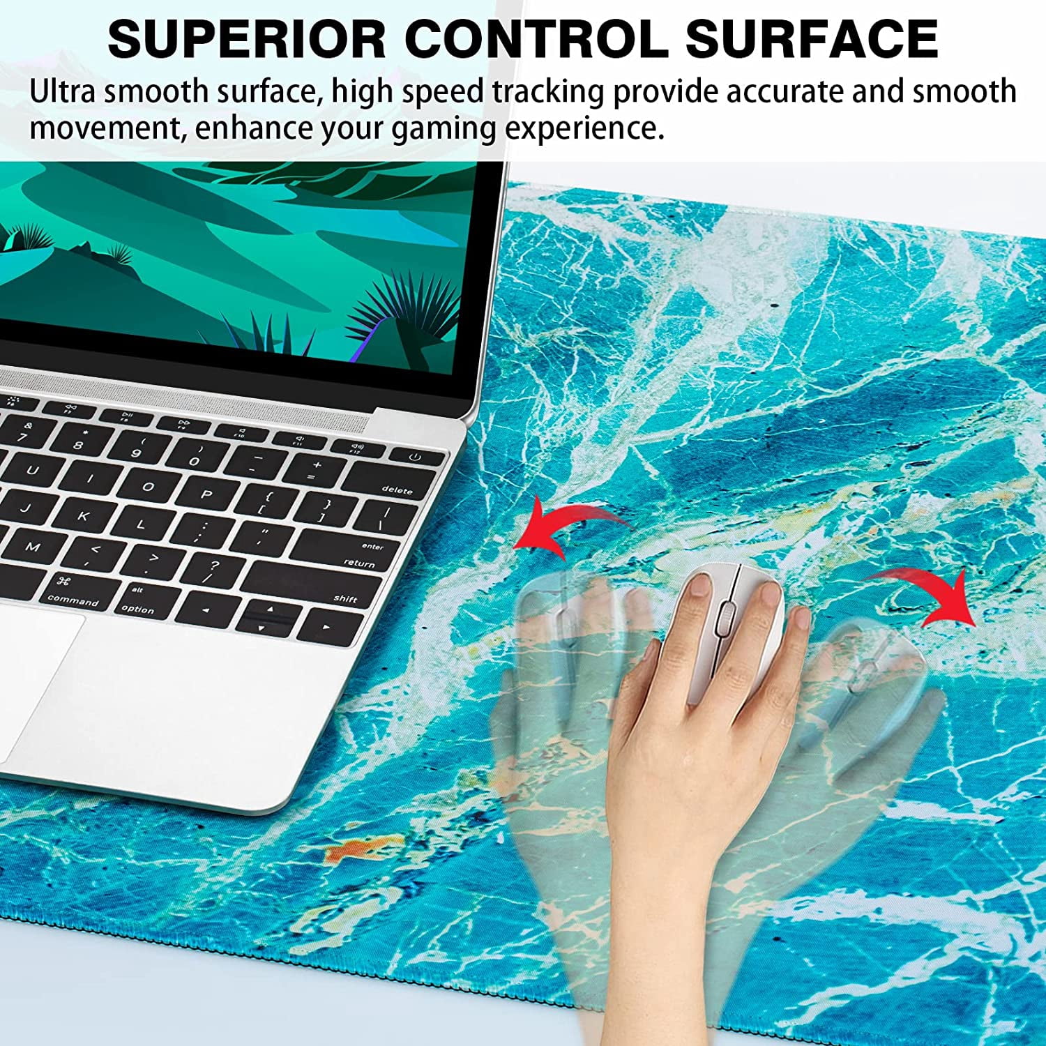 Gaming Mouse Pad, Extended Mouse Pad 31.5x15.7inch XXL Large Big Computer Keyboard Mouse Mat Desk Pad with Non-Slip Base and Stitched Edge for Home Office Gaming Work