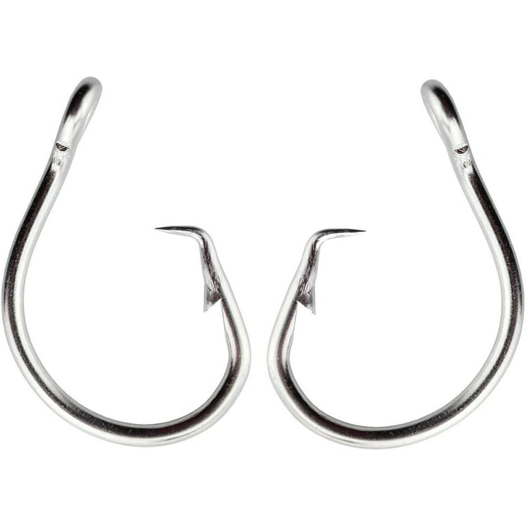 50Pcs Stainless Steel Circle Hook Short Shank Perfect in Line Extra Strong  for Saltwater Size 8/0 14/0 (8/0) 