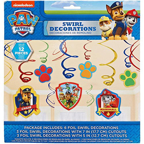 Paw Patrol Swirl Decoration Birthday Party Supplies Dangler Pack of 12 for Girls 