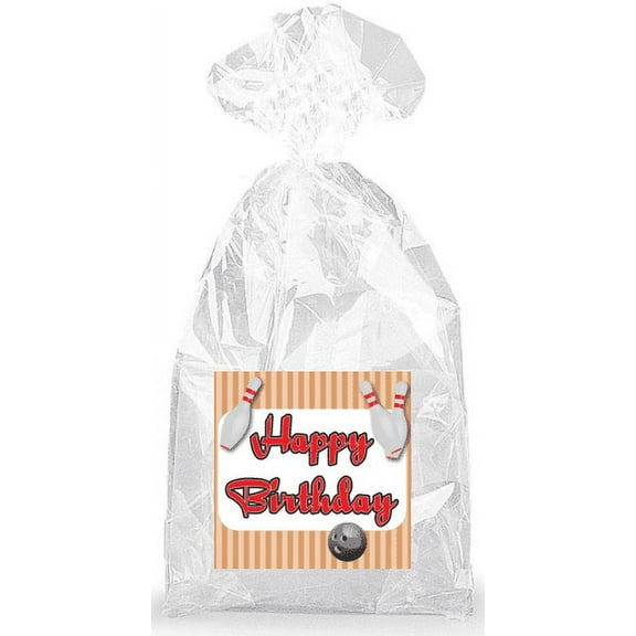 Bowling Happy Birthday Party Favor Bags with Ties - 12pack