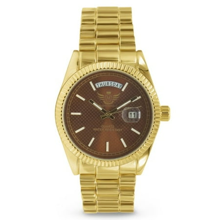 Bulldogs Mens Executive Watch - Gold Day/Date Classic Mens Executive Style Watch