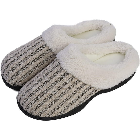 Roxoni Womens House Slippers Knit Fleece Lined House Shoes Cozy Clog