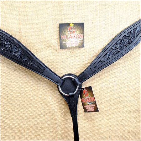 Hand Tooled Black Leather - HILASON WESTERN HAND TOOLED AMERICAN LEATHER HORSE BREAST COLLAR BLACK 322BK