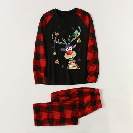 

Fiudx Parent-child Warm Christmas Set Printed Home Wear Pajamas Two-piece Mom Set New 453