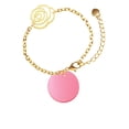 thumbnail image 2 of Delight Jewelry Acrylic 1" Disc Red Imitation Pearl Gold-tone Flower Link Chain Bracelet, 6.75"+2" Extender, 2 of 4