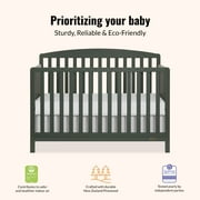 Dream On Me Odelle 5-in-1 Convertible Crib, Converts from Baby Crib to Toddler Bed, Day Bed, Kids Bed Size Bed, Three Adjustable Mattress Height Positions, Forest Green
