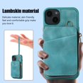 thumbnail image 6 of Crossbody Wallet Case for iPhone 15, Zipper Pocket Case with Card Holder, PU Leather Protective Cover Case with Kickstand Detachable Wrist Strap Lanyard for 6.1", Green, 6 of 8