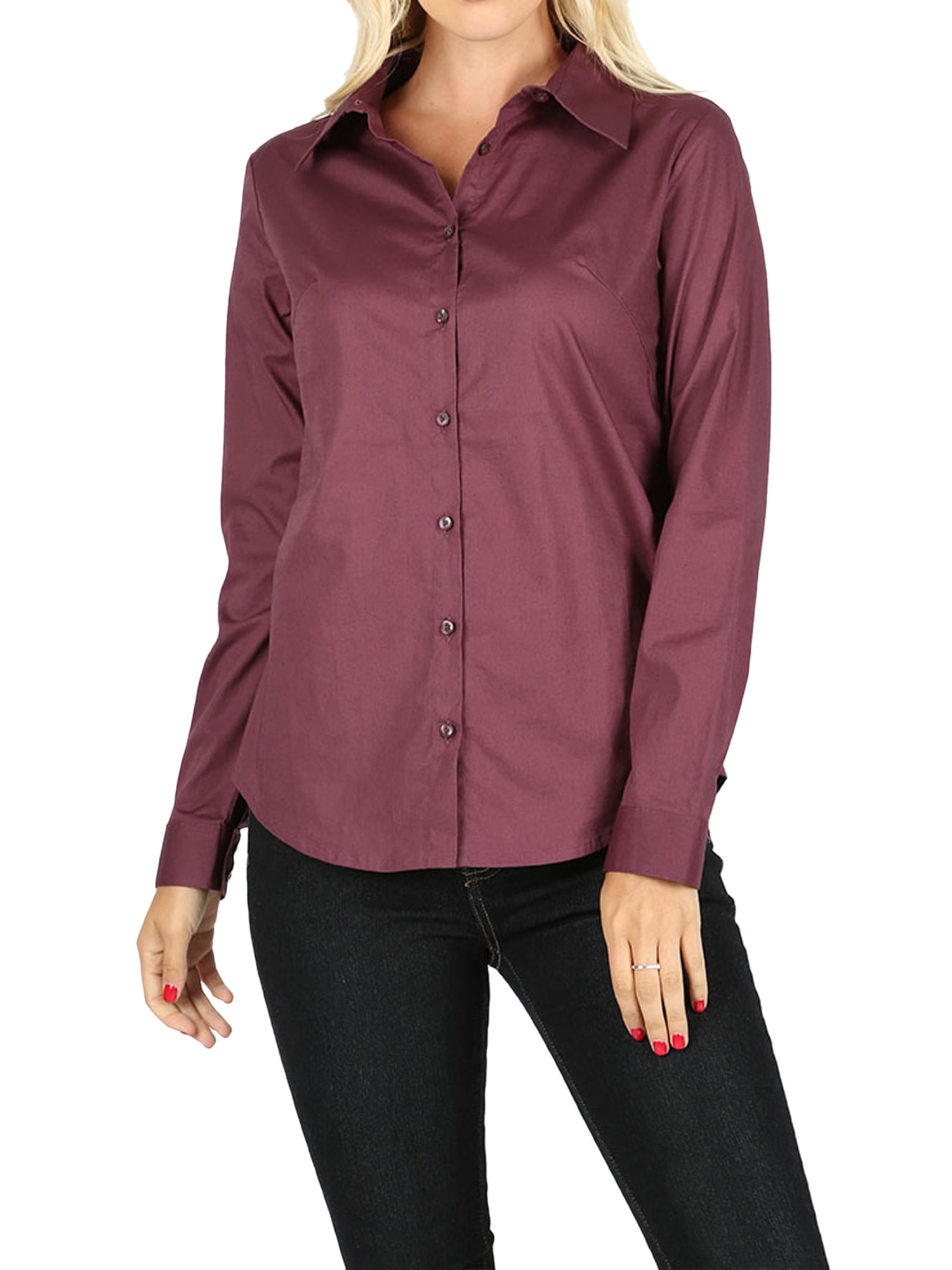 TheLovely Women's Basic Long Sleeve Button Down Blouse Shirt (S3XL
