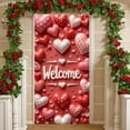 thumbnail image 3 of Red Theme Valentine Banner Heart-shaped Love Display Polka Dot Pattern Striped Design Heart Backdrop for Valentine's Day Romantic Party Wedding Reception, 3 of 9