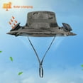 thumbnail image 5 of HBASD Men Women Wide Brim Sun Hats with 2 Solar Fan, Waterproof Solar Fan Bucket Hat Outdoor Fishing Hat for Hiking Camping (E), 5 of 10