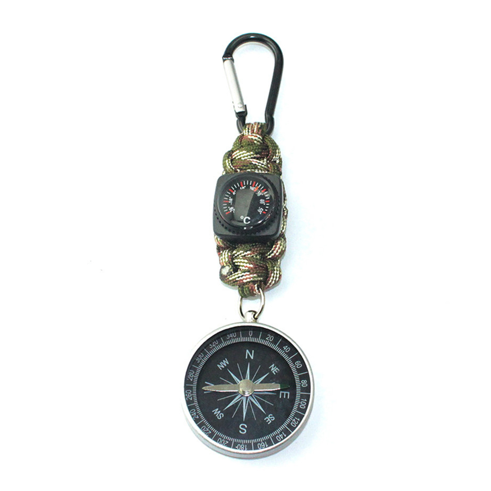 ATATMOUNT Outdoor Sport Keychain Carabiner Travel Hiking Compass Thermometer Survival Tool