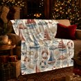 thumbnail image 3 of Vintage Nautical Sailboat Seashell Pattern, Cozy Coastal Landscape Scene, Warm Flannel Blanket for Beach House and Living Room, Beach Lovers Housewarming Gift, Coastal Home Decor, 3 of 9