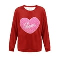 thumbnail image 2 of Felirenzacia Plus Size Women’s Valentine Hoodie Love Heart Print Long Sleeve Casual Comfy Pullover Top Romantic Holiday Outfit Women’s Fashion, Red,M, 2 of 4
