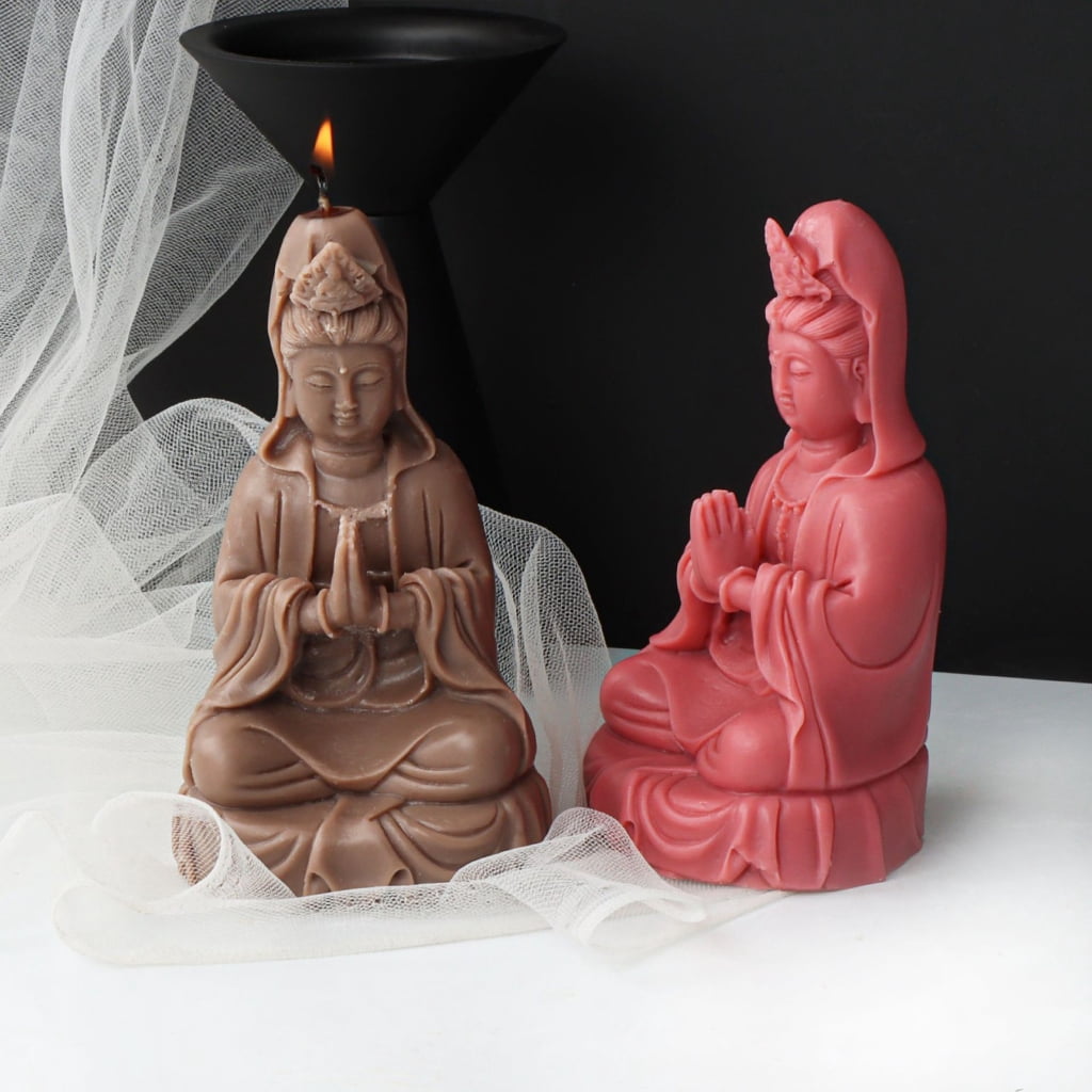 Geemin 3D Buddha Scented Candle Mold Silicone Mold for Candle Making Resin Epoxy Mould