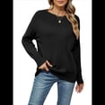 thumbnail image 2 of Suéteres Casuales de Larga para Mujer, Suéteres Sueltos de Punto Liso, Suéteres Tipo Jersey, Tops. Negro L, 2 of 7