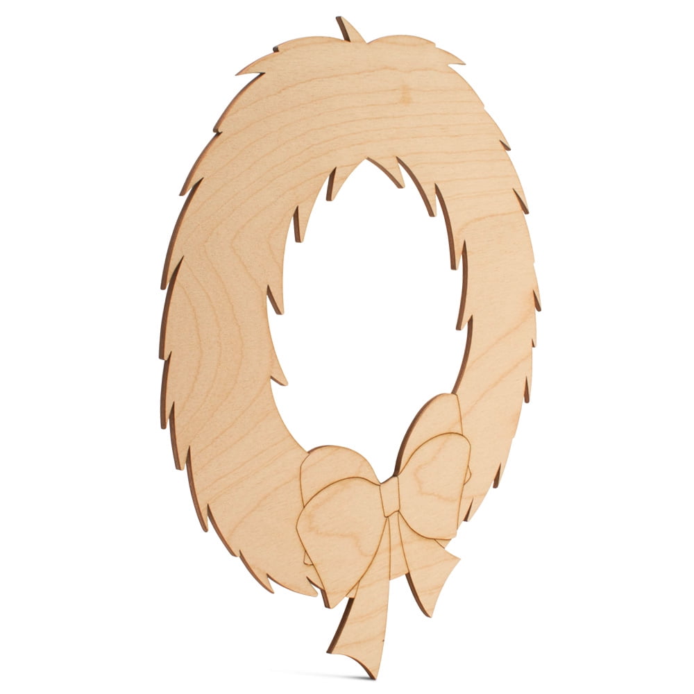 Christmas Wreath Ornament 6 inch, Pack of 10 Small Wood Cutouts, Wood Christmas Tree Ornaments for Crafts/ Decor, by Woodpeckers