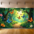 thumbnail image 7 of Enchanting Forest Themed Backdrop Banner with Butterflies Flowers, Party Decorations, Photography Props, for Outdoor Gatherings, Garden Parties, and Spring Celebrations, 7 of 7