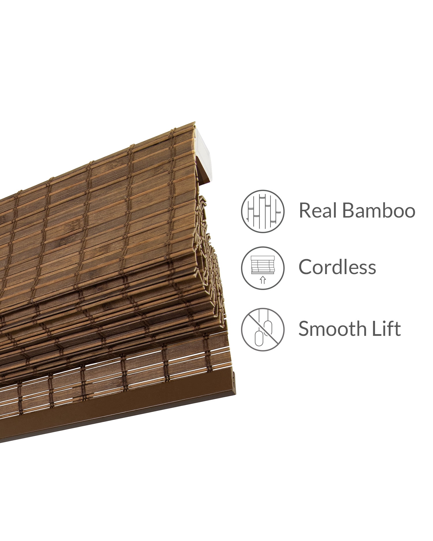 Chicology 35"W x 64"H Pinecone Cordless Bamboo Shades, Natural Woven Wood, Light Filtering, Safe for Kids & Pets