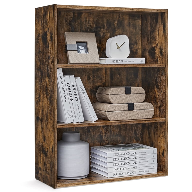 Cube Storage Organizer 3-Tier Bookshelf, Rustic Brown photo 1