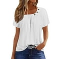 thumbnail image 2 of Summer Tops for Women Solid Color For Women O-Collar Short Sleeve Comfy Womens Tops Tshirtss, 2 of 9