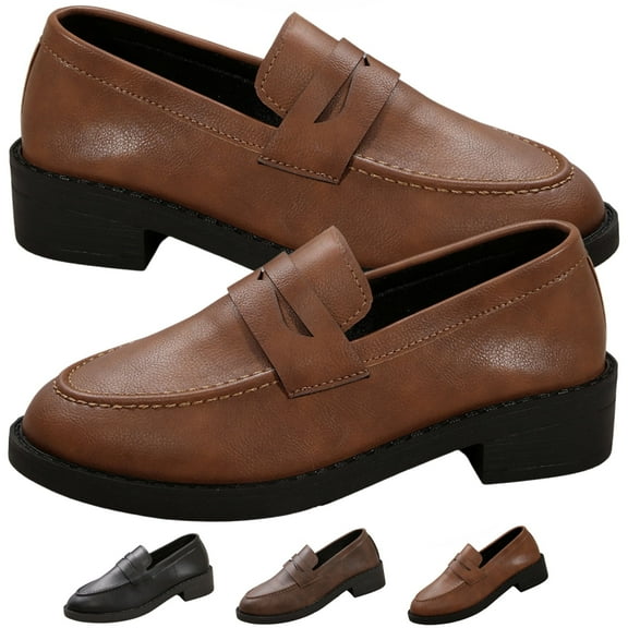 PPCHVOMEY Comfort Loafers Shoes for Women Platform Chunky Loafers Slip On Casual Shoes Dressy Flats Vintage Fashion Loafers with Arch Support