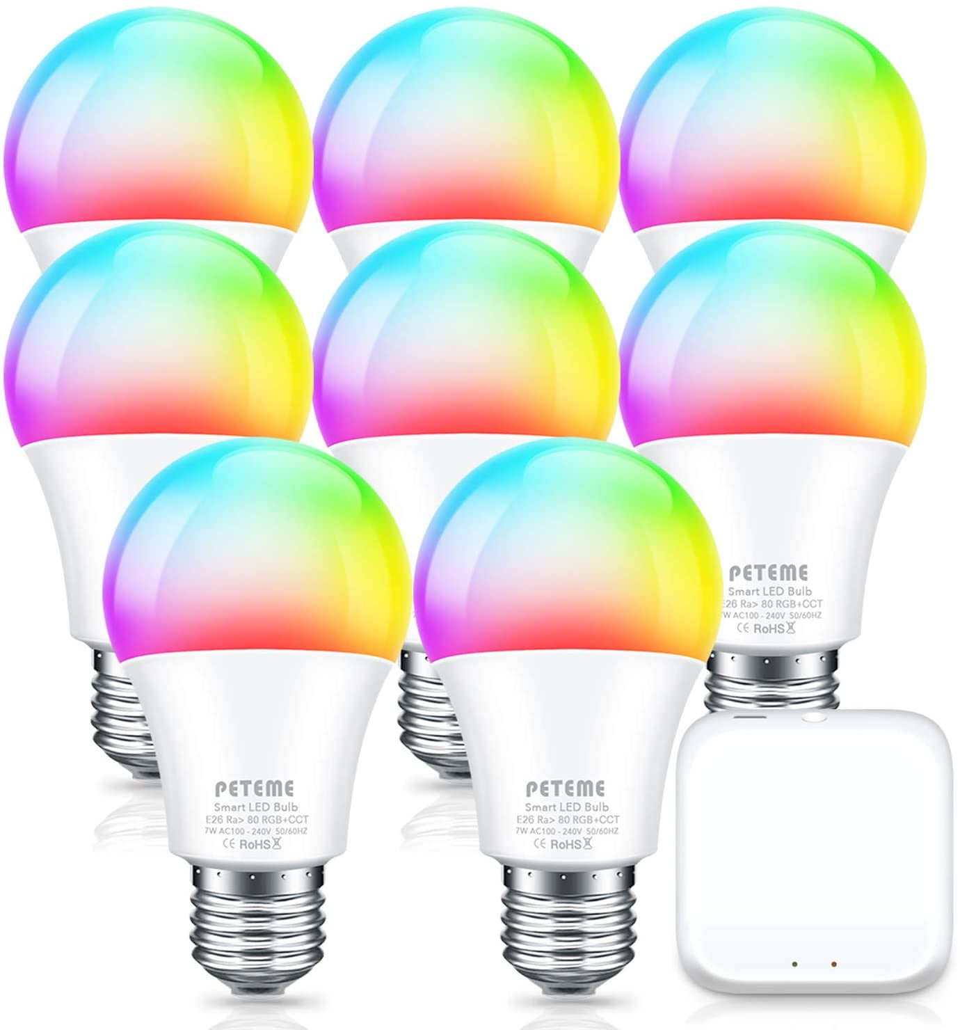 Dedang Smart WiFi Alexa Light Bulb, Peteme Led RGB Color Changing Bulbs